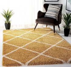 Modern Gold Shaggy Living Rug